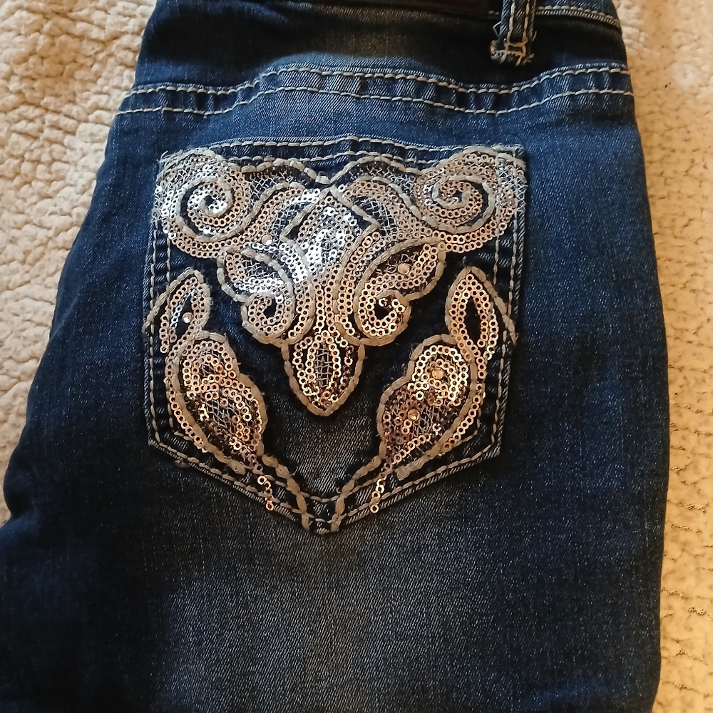 Stylish Blue Jeans with Silver Accents